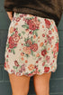 Button Front Scalloped Trim Floral Jacquard Skirt