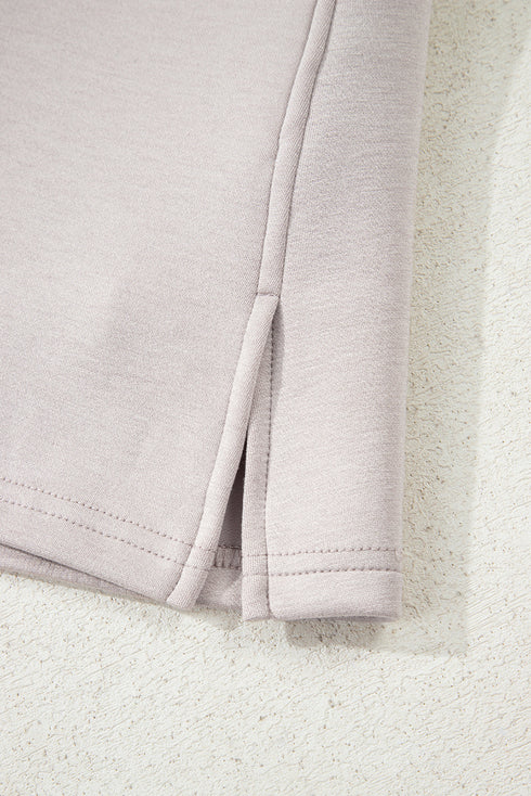 Solid Drop Shoulder Pullover Drawstring Mini Skirt Two Piece Dress