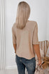 Ribbed Trim High Neck Short Sleeve Casual Knit Sweater