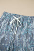 Abstract Floral Print Loose Pullover Drawstring Pants Two Piece Pant Set