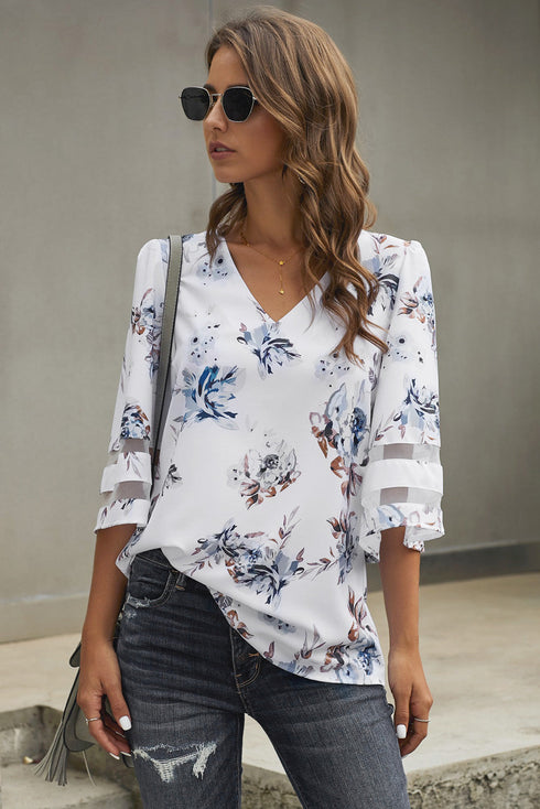 3/4 Flared Sleeve Blouse