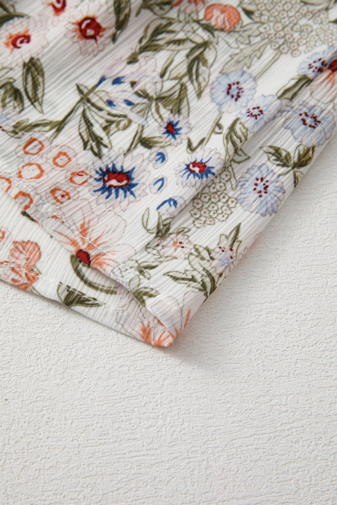 Floral Print Tie Frilled Shir Mock Neck Mini Dress