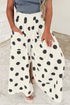 Polka Dot Smocked Elastic Waist Wide Leg Pants