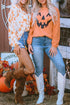 Corded Texture Jack O Lantern Graphic Sweatshirt