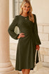 Viscose Polyester Ruched Long Sleeve Midi Dress