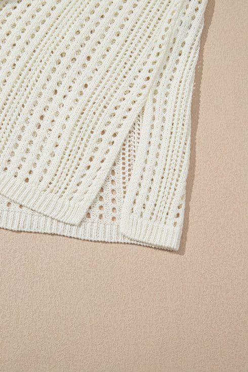 Sleeveless Hollow Out Drawstring Waist Knit Cover Up Dress