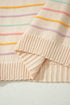 Viscose Striped Pattern Crew Neck Knit Sweater