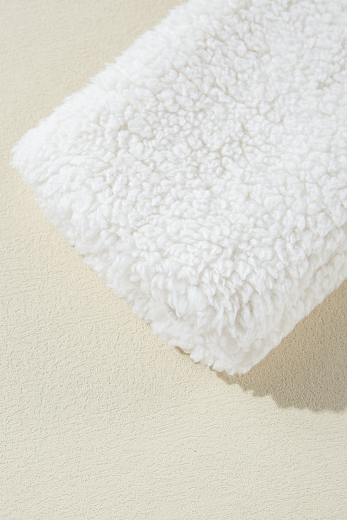 Faux Fur Fleece Button Front Pocketed Lapel Jacket