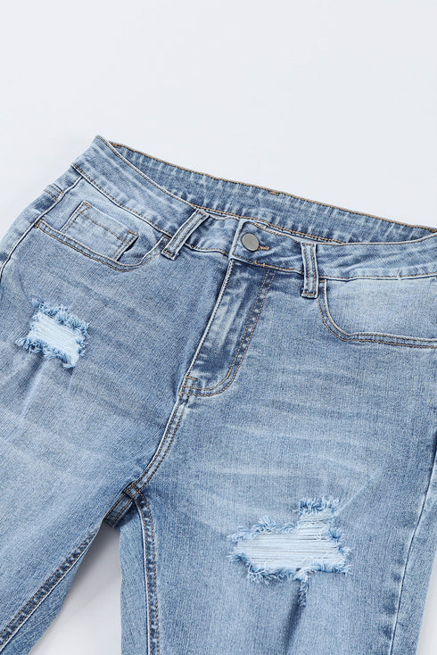 Distressed High Waisted Denim Southern Belle Flare Jeans