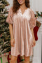 Polyester Embroidered Sleeve Velvet Shift Mini Dress