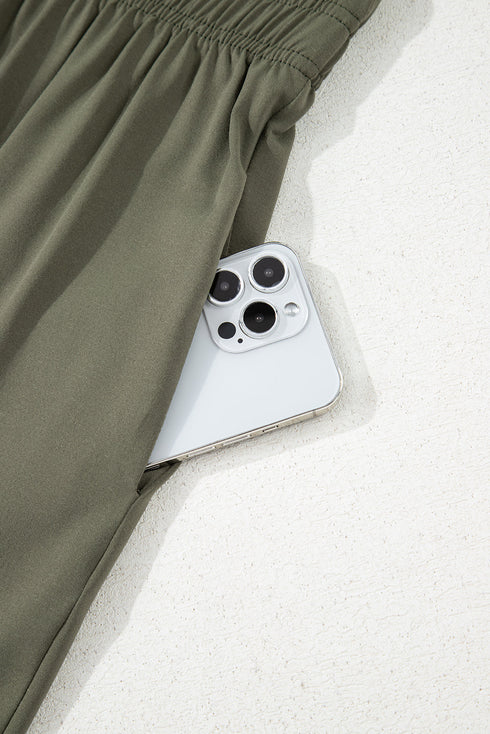 Smocked Raw Hem Loose Tee Wide Leg Pant Sets