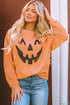 Corded Texture Jack O Lantern Graphic Sweatshirt