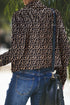 All Over Leopard Print Zipped Notch Collar Short Jacket