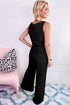 Textured Crinkle U Neck Tank Wide Leg Pant Sets