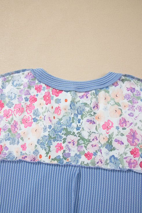 All Over Floral Print Round Neck Long Sleeve Top