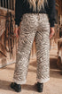 Western Print Zebra Pattern Elastic Waist Pocket Full Length Pants