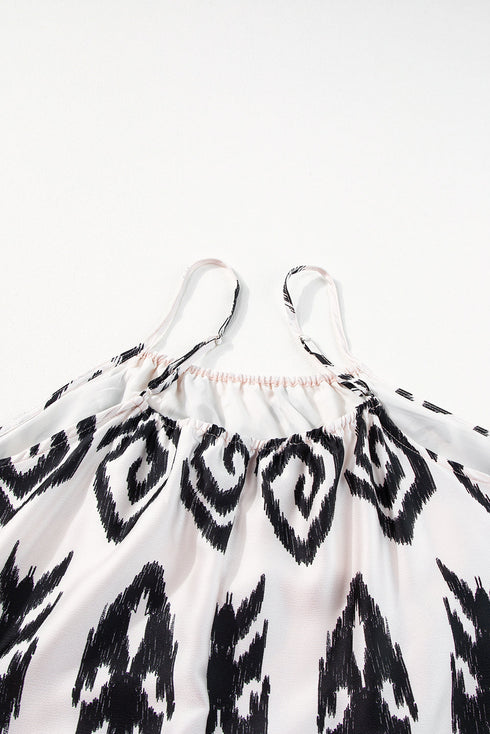 Bohemian Aztec Print H Line Halter Maxi Dress