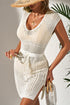 Sleeveless Hollow Out Drawstring Waist Knit Cover Up Dress