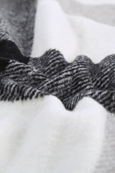 Paneled Pocketed Button Down Long Sleeve Plaid Shacket