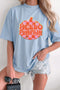 Chenille Hello Pumpkin Checkered High Neck Casual Graphic Tee
