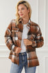 Casual Plaid Print Flap Pocket Button Down Shacket