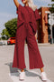 Textured Solid Loose Fit Wide Leg Pant Set