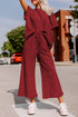 Textured Solid Loose Fit Wide Leg Pant Set