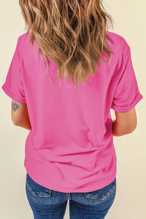 Ghost Print Round Neck Graphic T Shirt