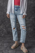 Distressed Frayed Slim Fit High Waist Denim Jeans