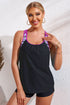 Geometric Accent Strap Scoop Neck Swim Tankini Top