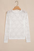 Sheer Mesh Lace Feminine Detail Long Sleeve Top