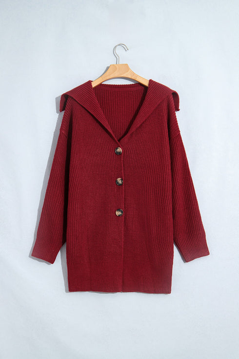 Oversized Fit Button Front Unpatterned Knit Cardigan