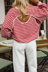 Unexpected Open Back Cutout Striped Relaxed Top