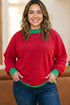 Polka Dot Patchwork Paneled Graphic Pullover Sweatshirt