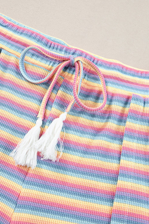 Striped Tassel Detail Tee And Wide Leg Pant Sets