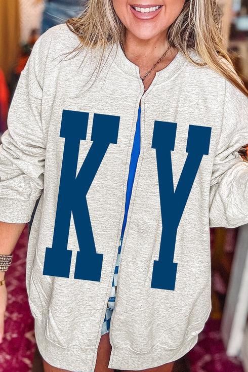 Ky Lettering Open Front Tunic Graphic Sweatshirt