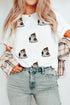 Sequined Ghost Print Short Sleeve Graphic Tee