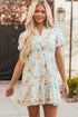 Floral Print Smocked Puff Sleeve Cotton A Line Dress