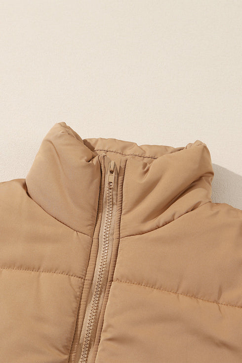 Pure Polyester Oversized Stand Collar Zip Vest