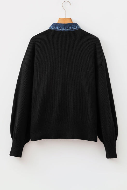 Placket Panel Drop Shoulder Shirt Collar Long Sleeve Cardigan