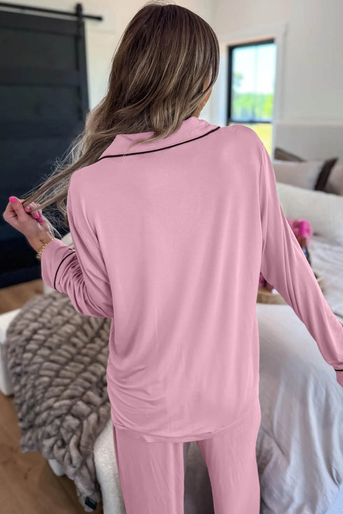 Patchwork Long Sleeve Two Piece Lounge Set