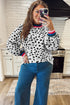 Leopard Print Round Neck Long Sleeve Tunic Sweater