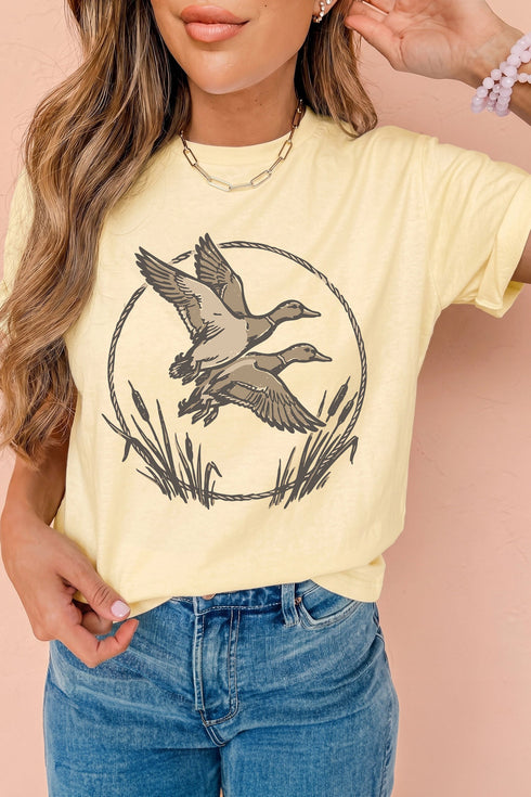 Retro Western Mallard Print Duck Graphic Tee