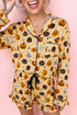 Pumpkin Face Print Ruffle Long Sleeve Two Piece Lounge Set