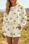 Free Mallard Print Long Sleeve Top Drawstring Short Set