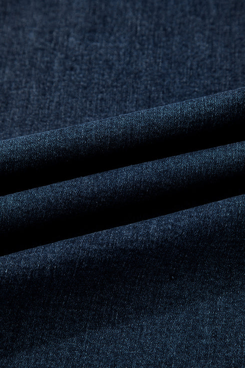 Elastic Waist Ruffled Wide Leg Denim Pants