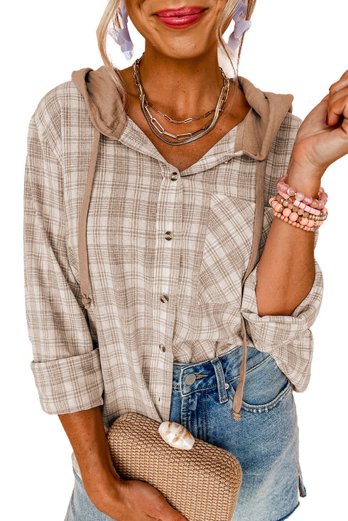 Southern Belle Checkered Plaid Loose Fit Hooded Shacket