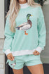 Striped Western Print Mallard Duck Mock Neck Sweatshirt Set