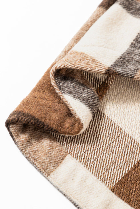 Casual Flannel Plaid Double Flap Pocket Shacket