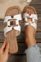 Modern Cutout Metal Accent Square Toe Slipper